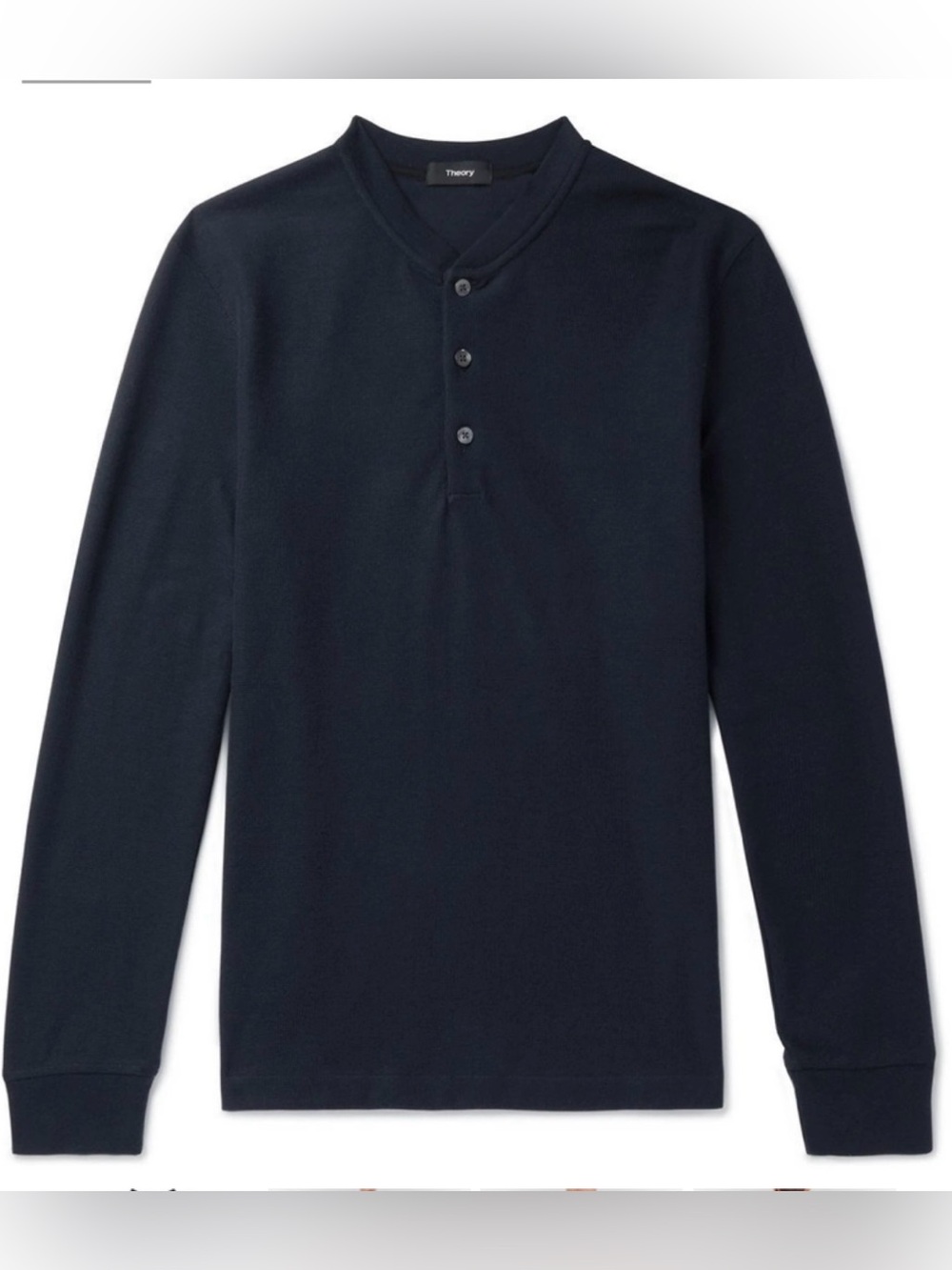 NWOT Theory Men's Black Waffle Knit Crewneck Henley Sweater